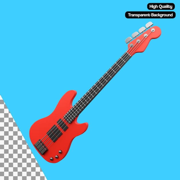 Bass 3D Illustration PSD transparent background