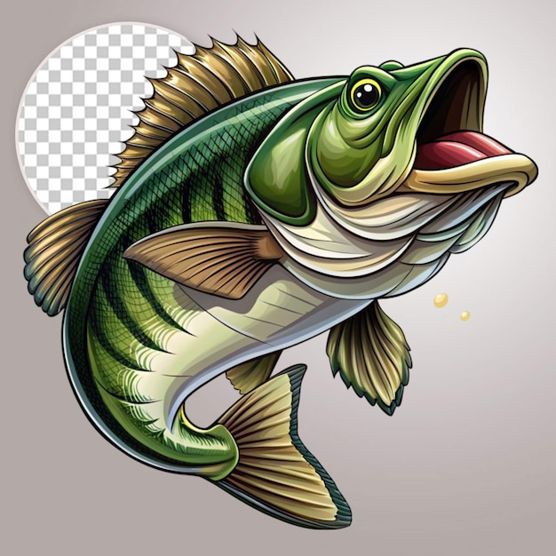 a bass fish cartoon on transparent background