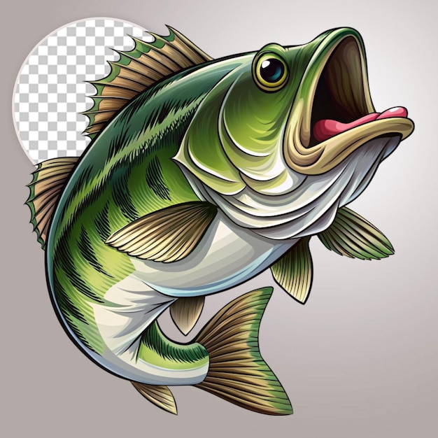 a bass fish cartoon on transparent background