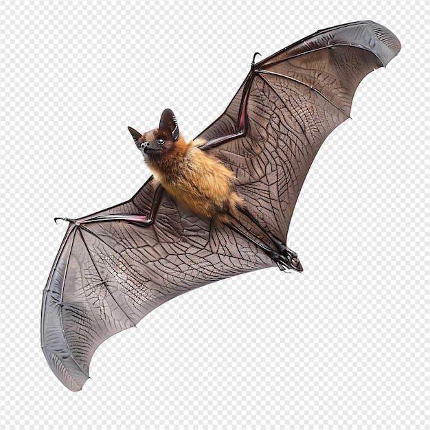 PSD bat flying on isolated transparent background