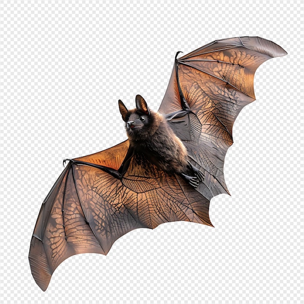 PSD bat flying on isolated transparent background