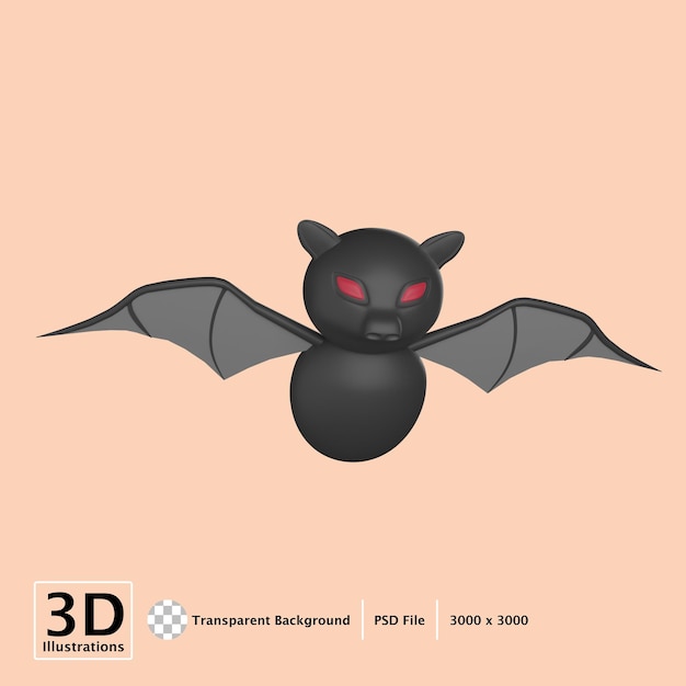 bat hallowen 3d icon illustration