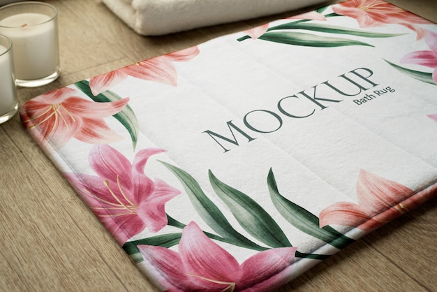 Bath rug mockup design