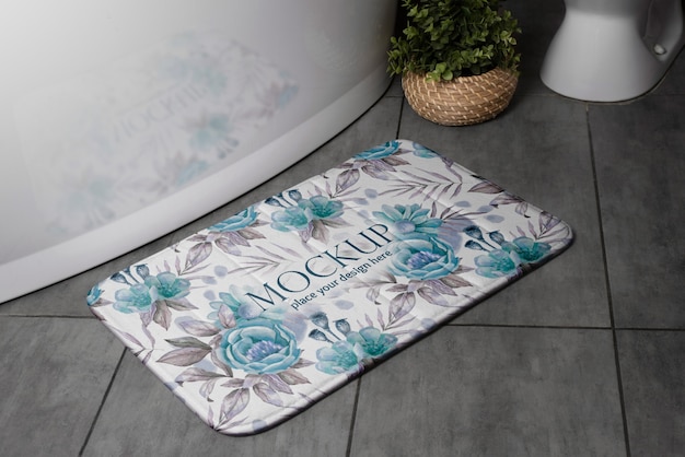 Bath rug mockup design