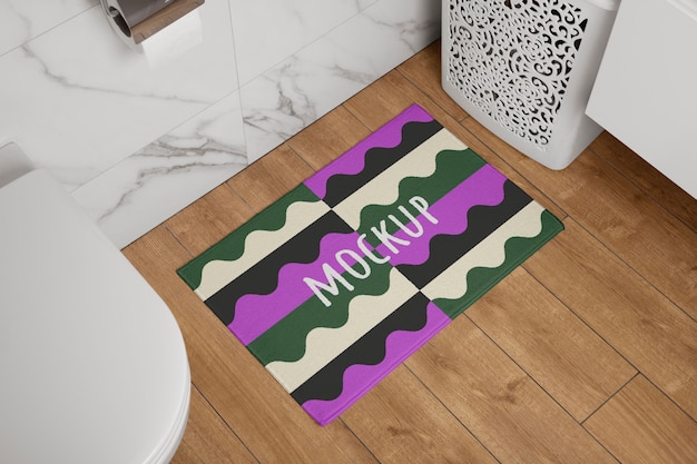 Bath rug mockup design