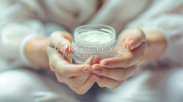 bathroom closeup a woman clutches a jar of rejuvenating cream enhancing her skincare routine