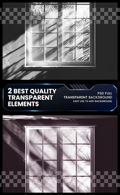 PSD bathroom window shadow overlay effect on transparent background