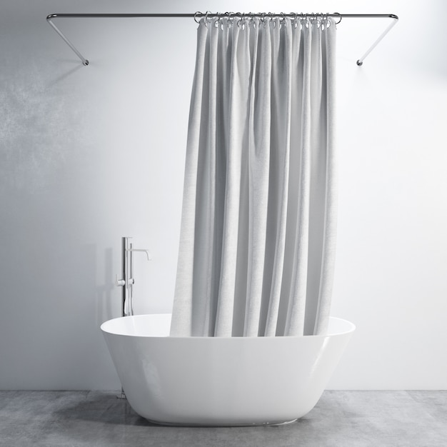 bathtub with curtain