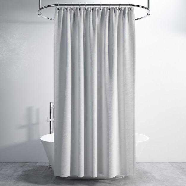 bathtub with curtain