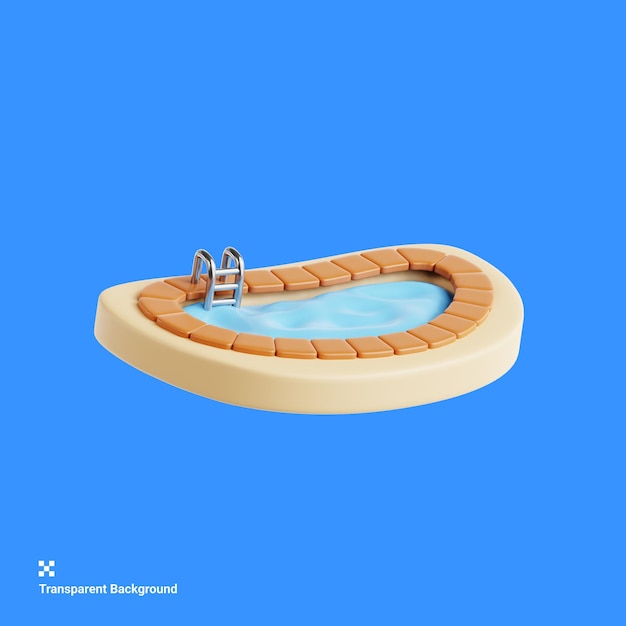 PSD a bathtub with a wooden frame and a blue background with a water pool in the middle