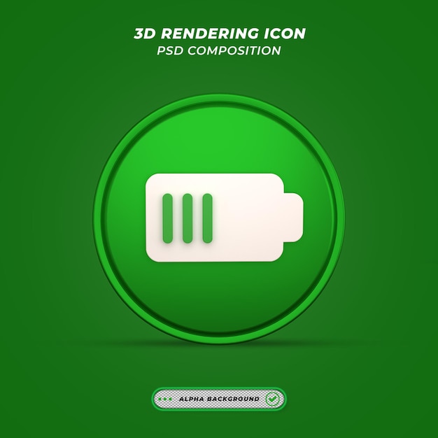 Battery Charging Icon in 3D Rendering