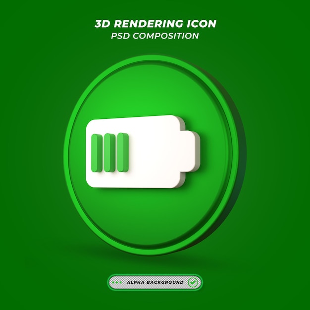 Battery Charging Icon in 3D Rendering