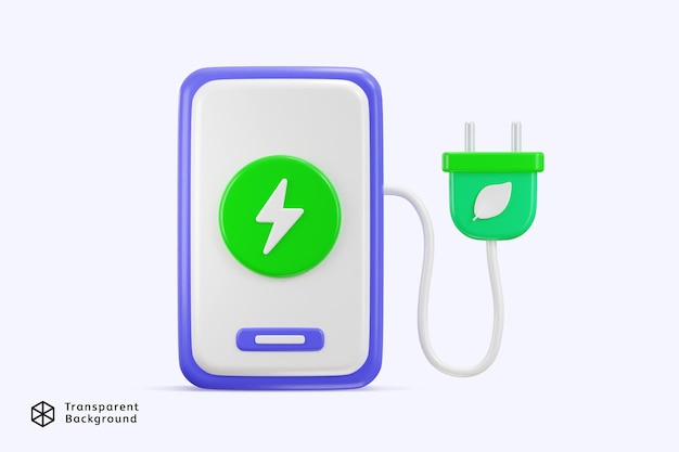 battery charging station icon on green energy recycle icon 3d render