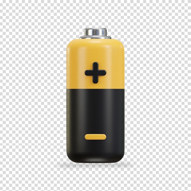 PSD battery stick with plus and minus sign electric power 3d vector icon illustration