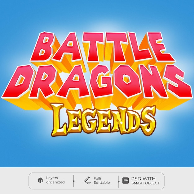 Battle Dragons legends 3D Text effect template