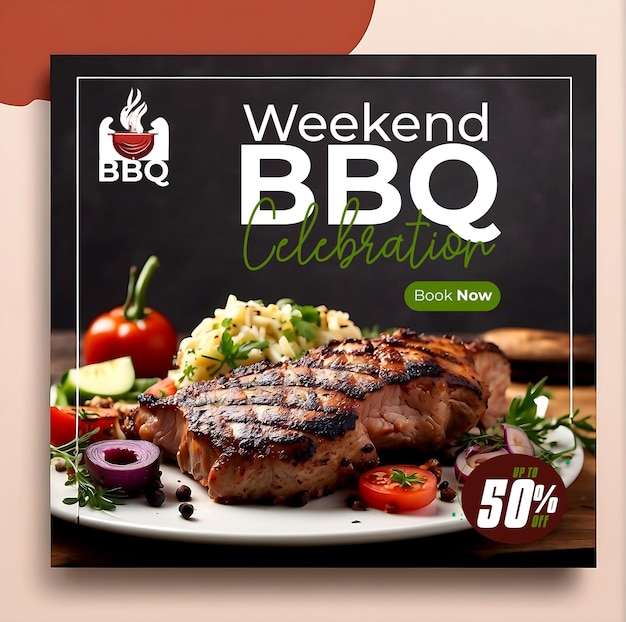 PSD bbq celebration social media banner post template ai generated