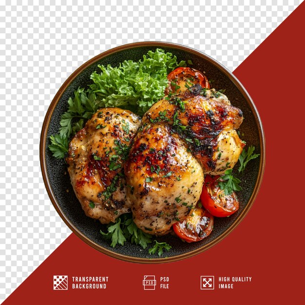 BBQ chicken on a plate without background hd quality