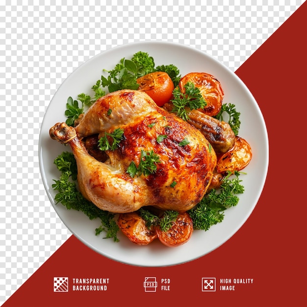 BBQ chicken on a plate without background hd quality