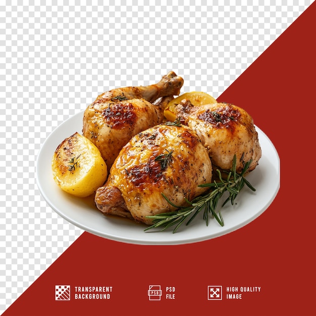 BBQ chicken on a plate without background hd quality