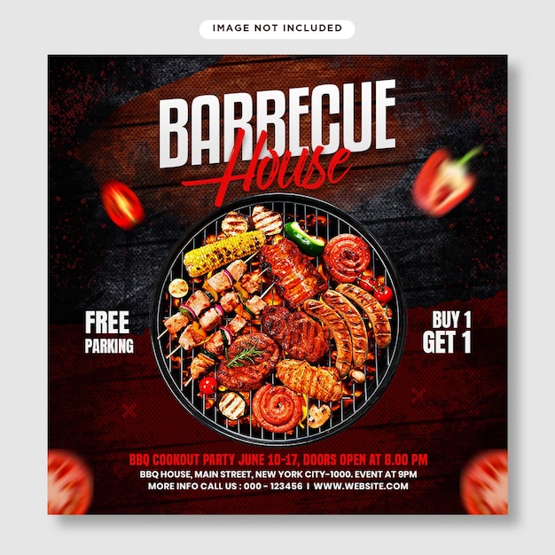 BBQ flyer and social media apost template