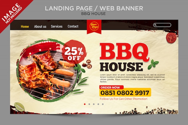 BBQ House Web Banner or Landing Page Series