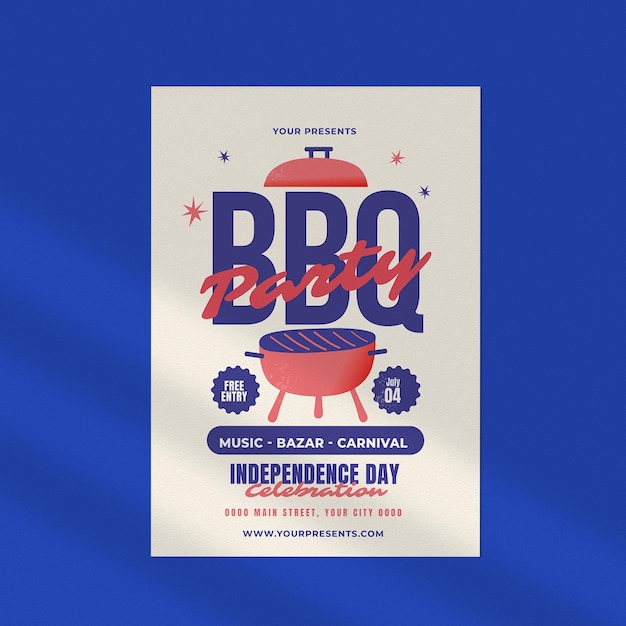 PSD bbq party independence day flyer