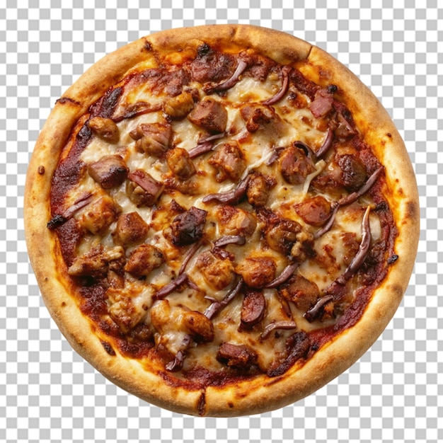 BBQ pork pizza on transparent background