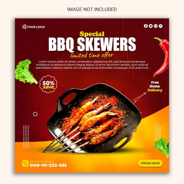 bbq skewers social media post design.