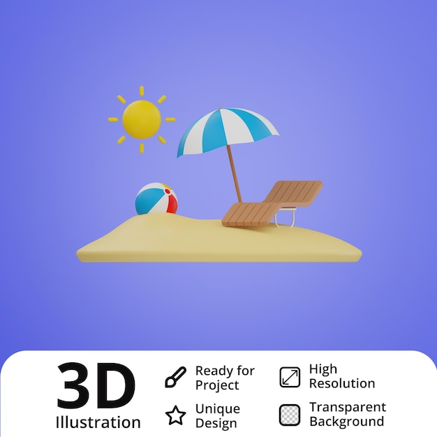 Beach 3d illustration