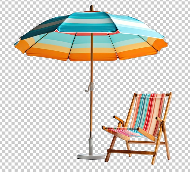 Beach Chair and Umbrella Isolated on Transparent Background