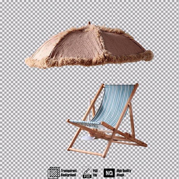 PSD beach chair and umbrella on plain studio background