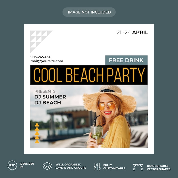 Beach party social media banner 