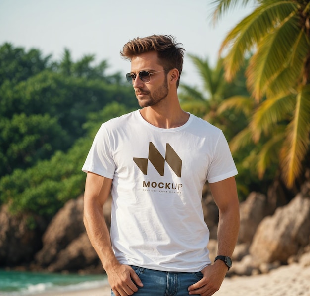 Beach summer season tshirt mockup