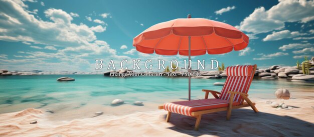 Beach umbrella with chairs inflatable ring on beach sand summer vacation concept 3d rendering ar 167 stylize 750 v 52 Job ID 9b3f3f50351e4928b6ad636a607e5bef