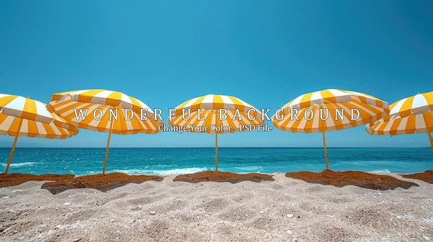 PSD beach umbrellas under summer skies