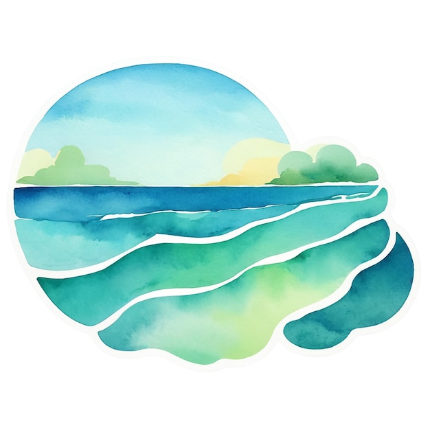 PSD beach watercolor sticker isolated on transparent background