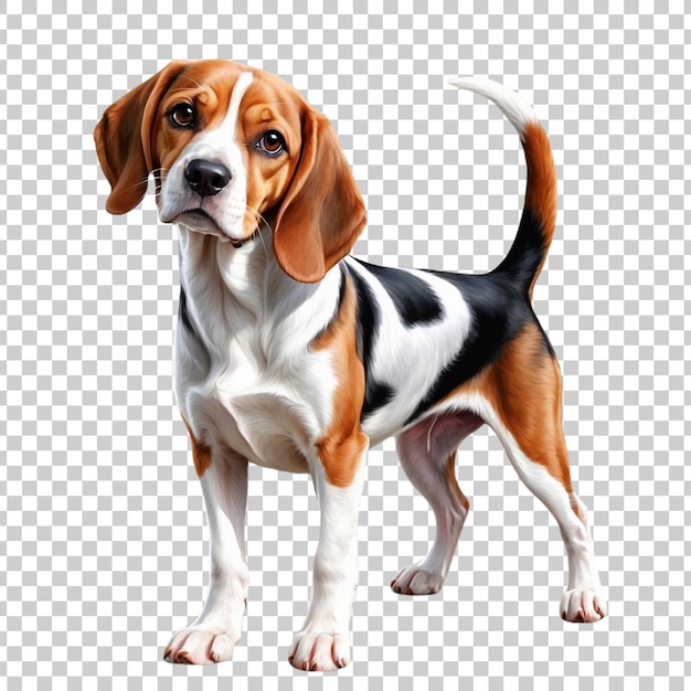 a beagle dog is standing on a transparent background