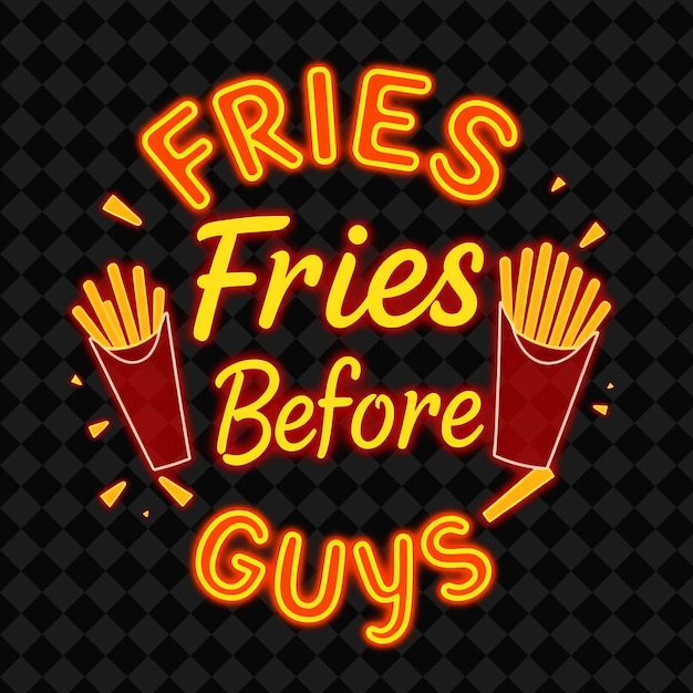 PSD beaming fries before guys text in neon orange and warm red with f png inspired neon food decorre