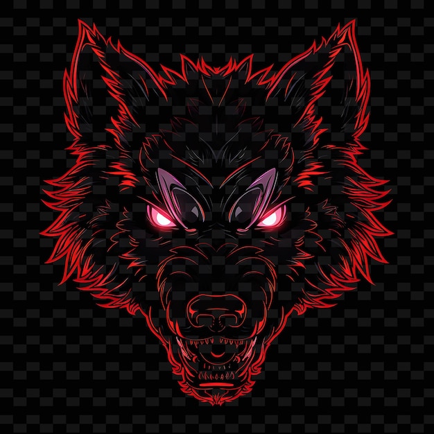 PSD beaming luminescence outlining a fearsome werewolf with neon png creative neon line art designs