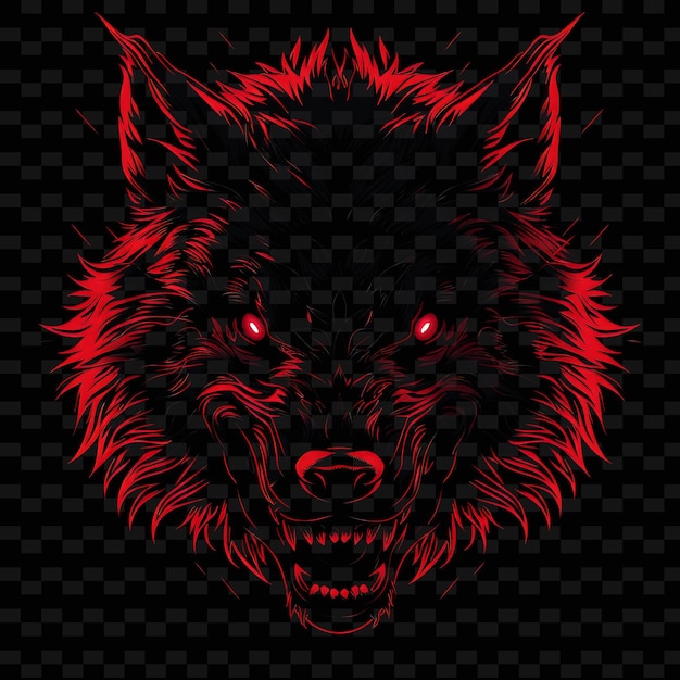 PSD beaming luminescence outlining a fearsome werewolf with neon png creative neon line art designs