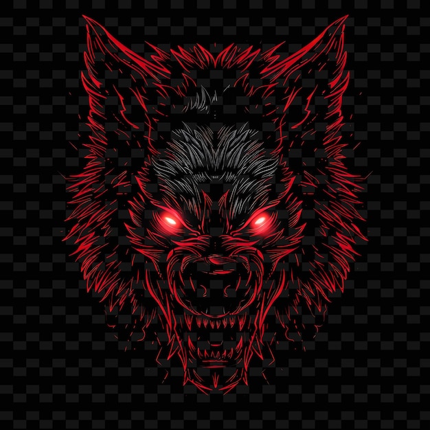 PSD beaming luminescence outlining a fearsome werewolf with neon png creative neon line art designs