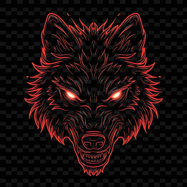 PSD beaming luminescence outlining a fearsome werewolf with neon png creative neon line art designs