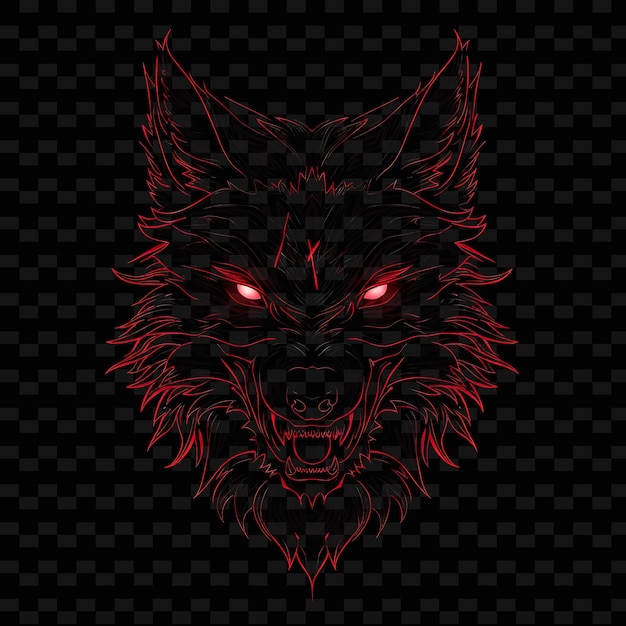 PSD beaming luminescence outlining a fearsome werewolf with neon png creative neon line art designs