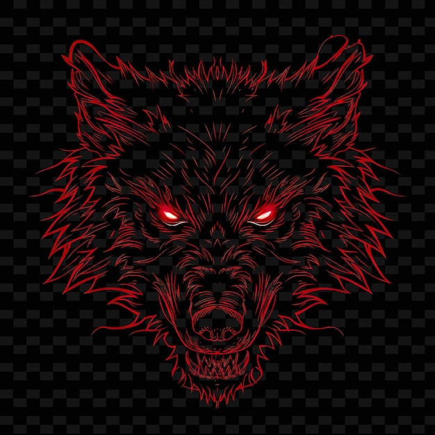 PSD beaming luminescence outlining a fearsome werewolf with neon png creative neon line art designs