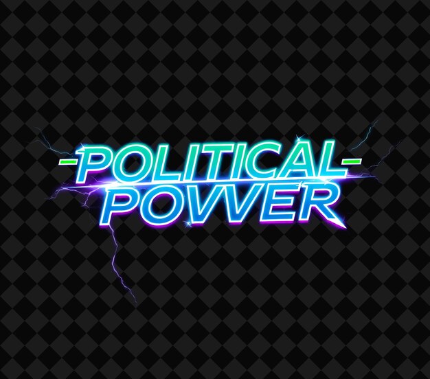 Beaming Political Power Text Shines in Neon Violet and Electric Green Glowing Lightning Bolt and D