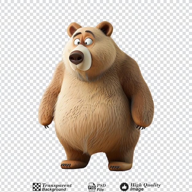 Bear carto character effect isolated on transparent background