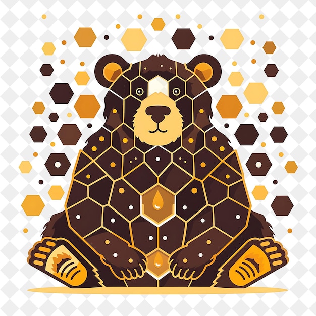 PSD a bear that is sitting in front of a diamond pattern