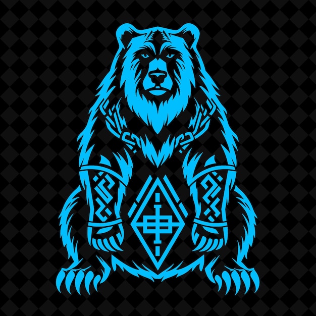 PSD a bear with a blue background of a symbol of a lion