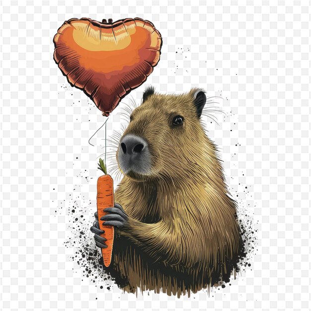 PSD a bear with a carrot in his hand is holding a carrot