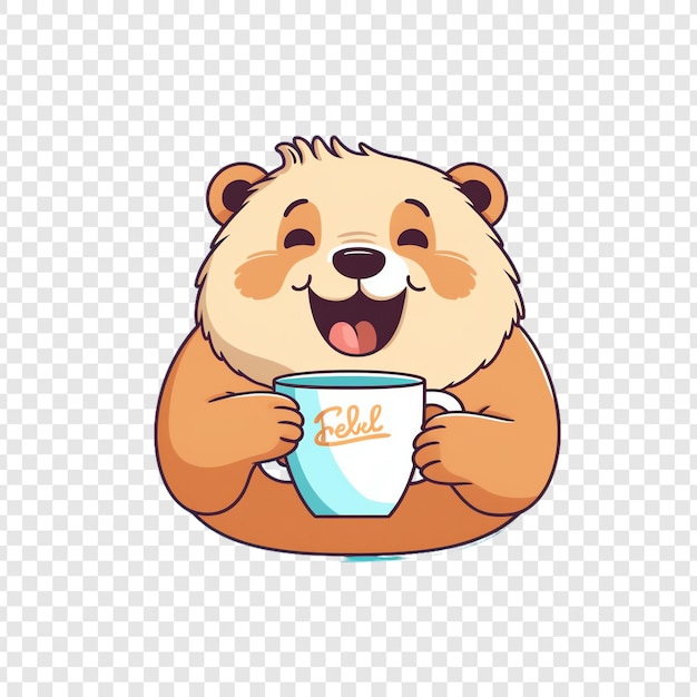 PSD a bear with a cup of tea